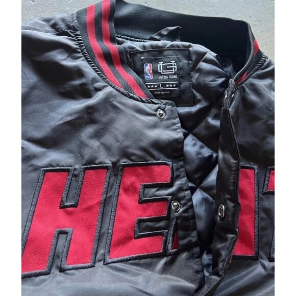 Vintage NBA Miami Heat Ultra Game Jacket Men’s Sz Large Bomber Jacket Black - Picture 13 of 16